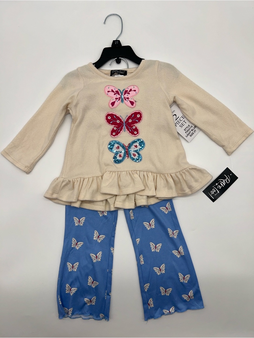 Rare Too! Girls 2T Butterfly Themed Outfit set